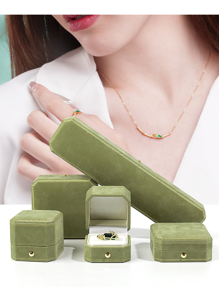 Octagon Velvet Ring Bracelet Necklace Jewelry Boxes Wholesale
