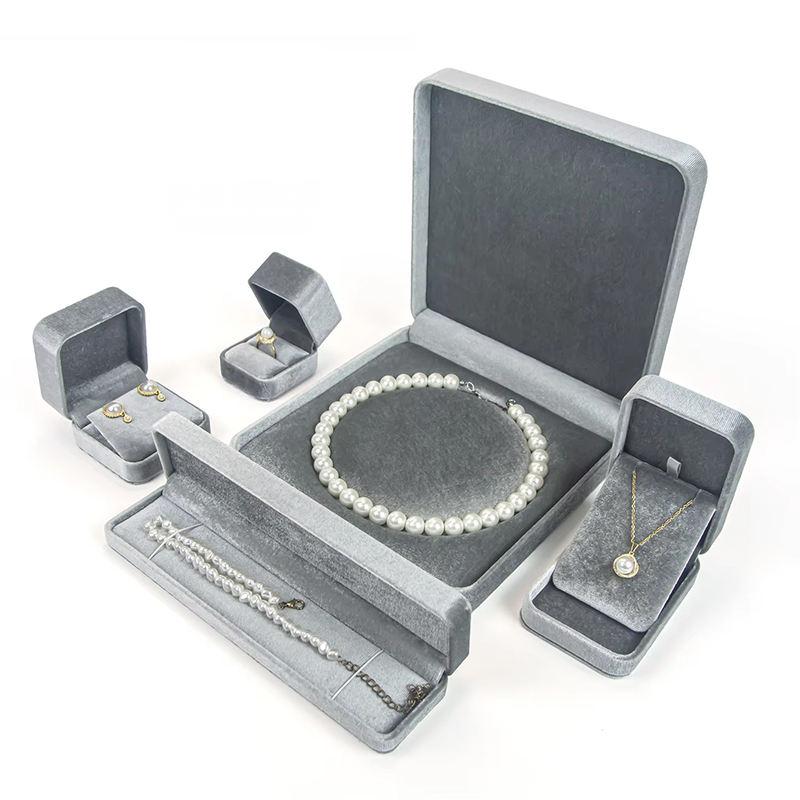 Wholesale Round Frame Grey Velvet Flannelette Jewelry Box 8