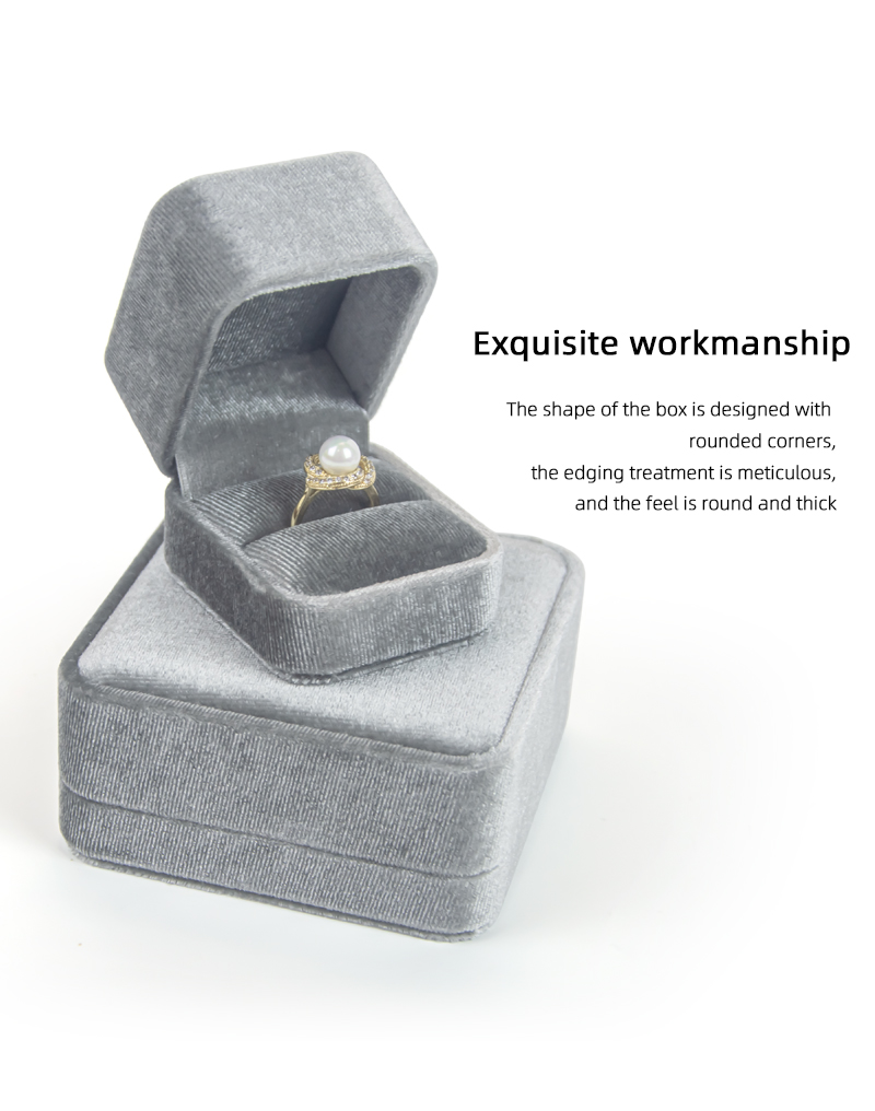 Wholesale Round Frame Grey Velvet Flannelette Jewelry Box-6