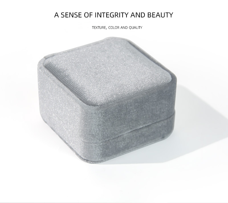 Wholesale Round Frame Grey Velvet Flannelette Jewelry Box-3