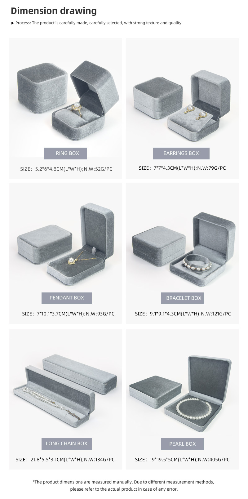 Wholesale Round Frame Grey Velvet Flannelette Jewelry Box-1