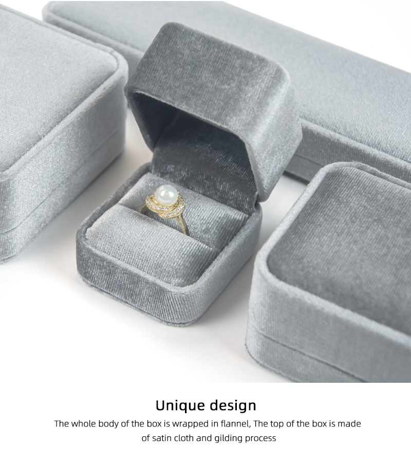 Wholesale Round Frame Grey Velvet Flannelette Jewelry Box-6
