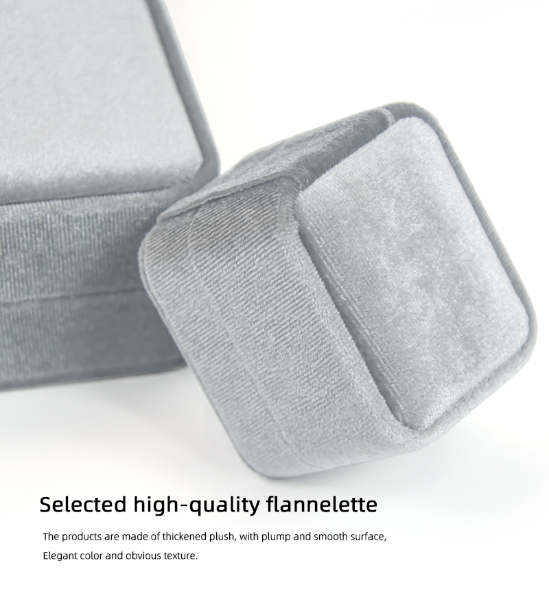 Wholesale Round Frame Grey Velvet Flannelette Jewelry Box-5