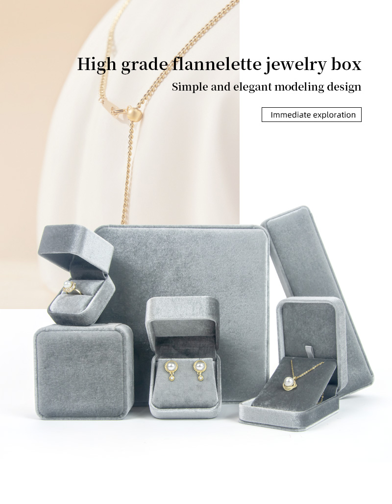 Wholesale Round Frame Grey Velvet Flannelette Jewelry Box-2