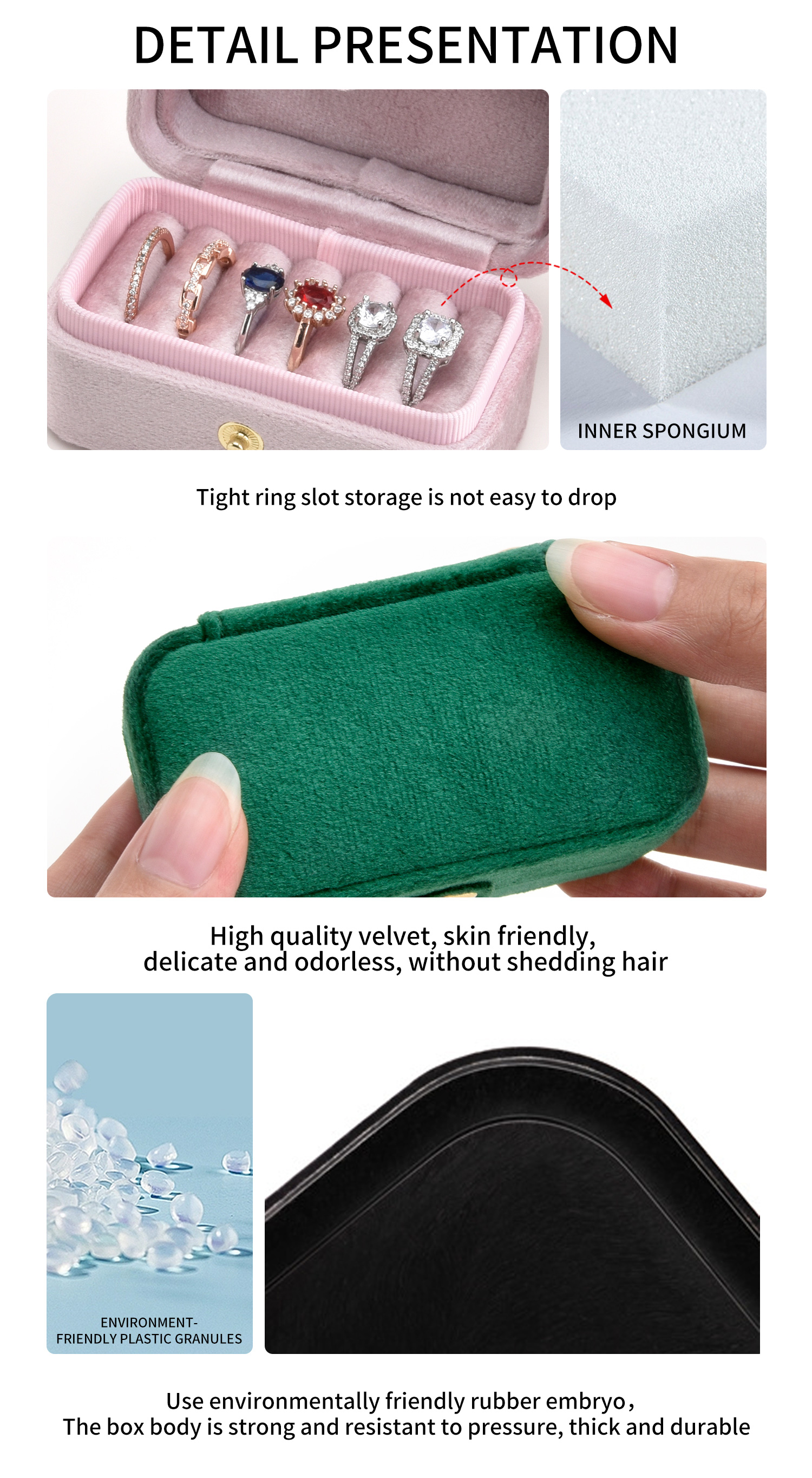Factory Outlet Velvet Travel Compact Ring Storage Box Design 11