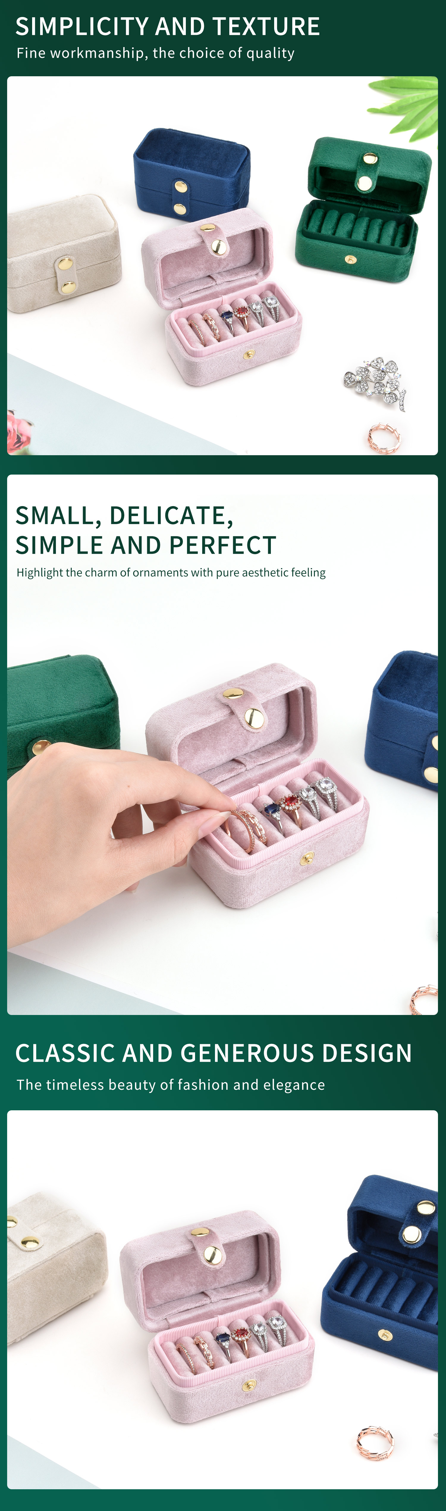 Factory Outlet Velvet Travel Compact Ring Storage Box Design 12