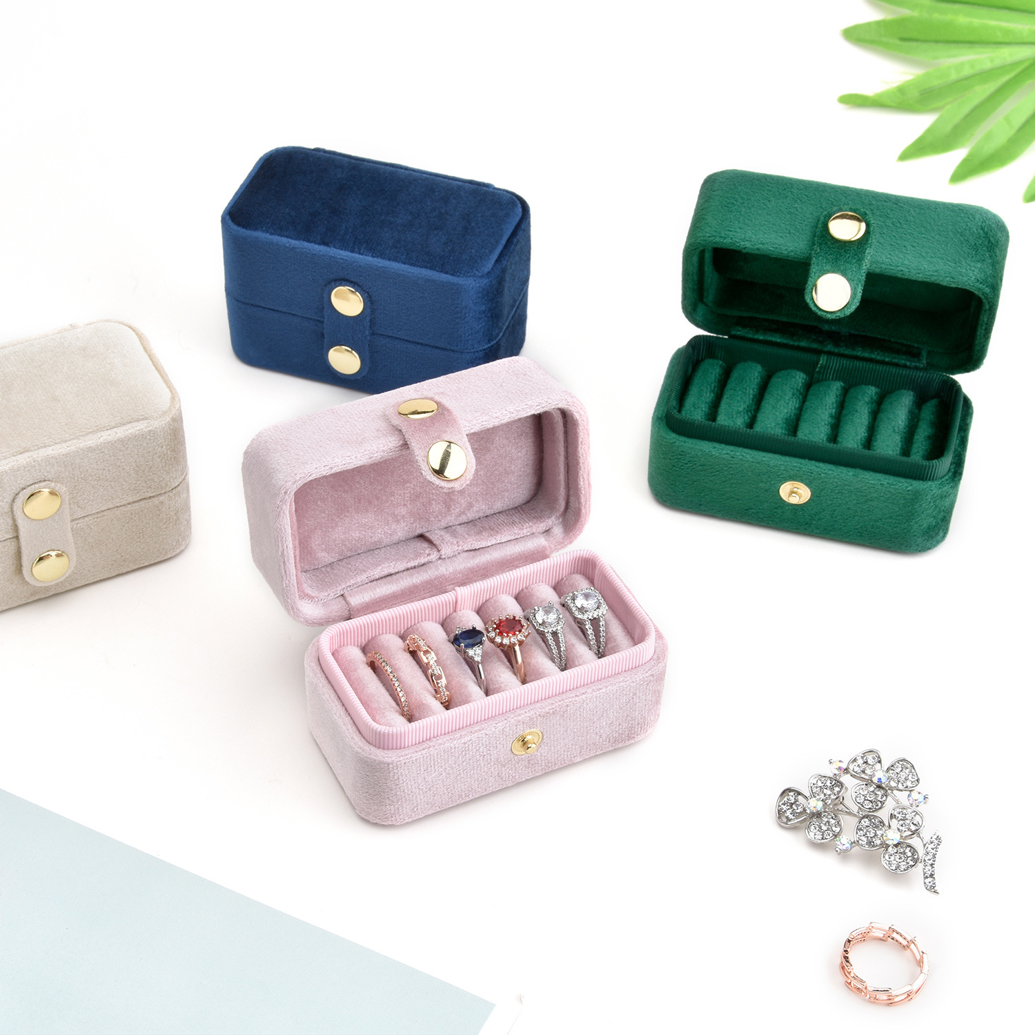  Scatola porta anelli compatta da viaggio in velluto, design originale, offerta dalla fabbrica.