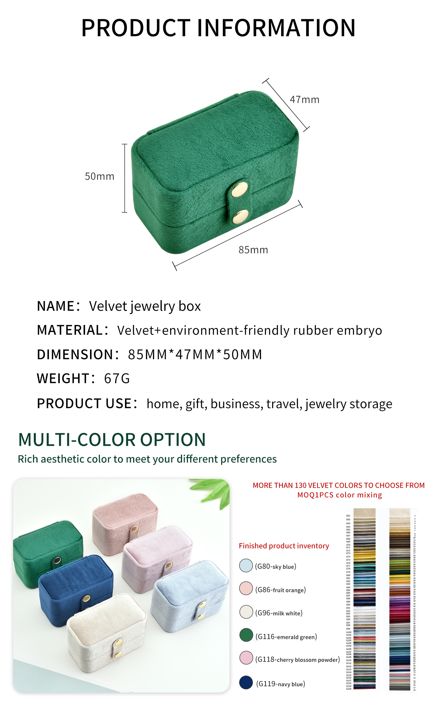 Factory Outlet Velvet Travel Compact Ring Storage Box Design 10