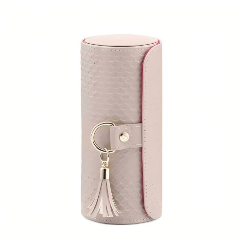 Sand pink travel jewelry roll case