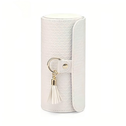 Off-white travel jewelry roll case