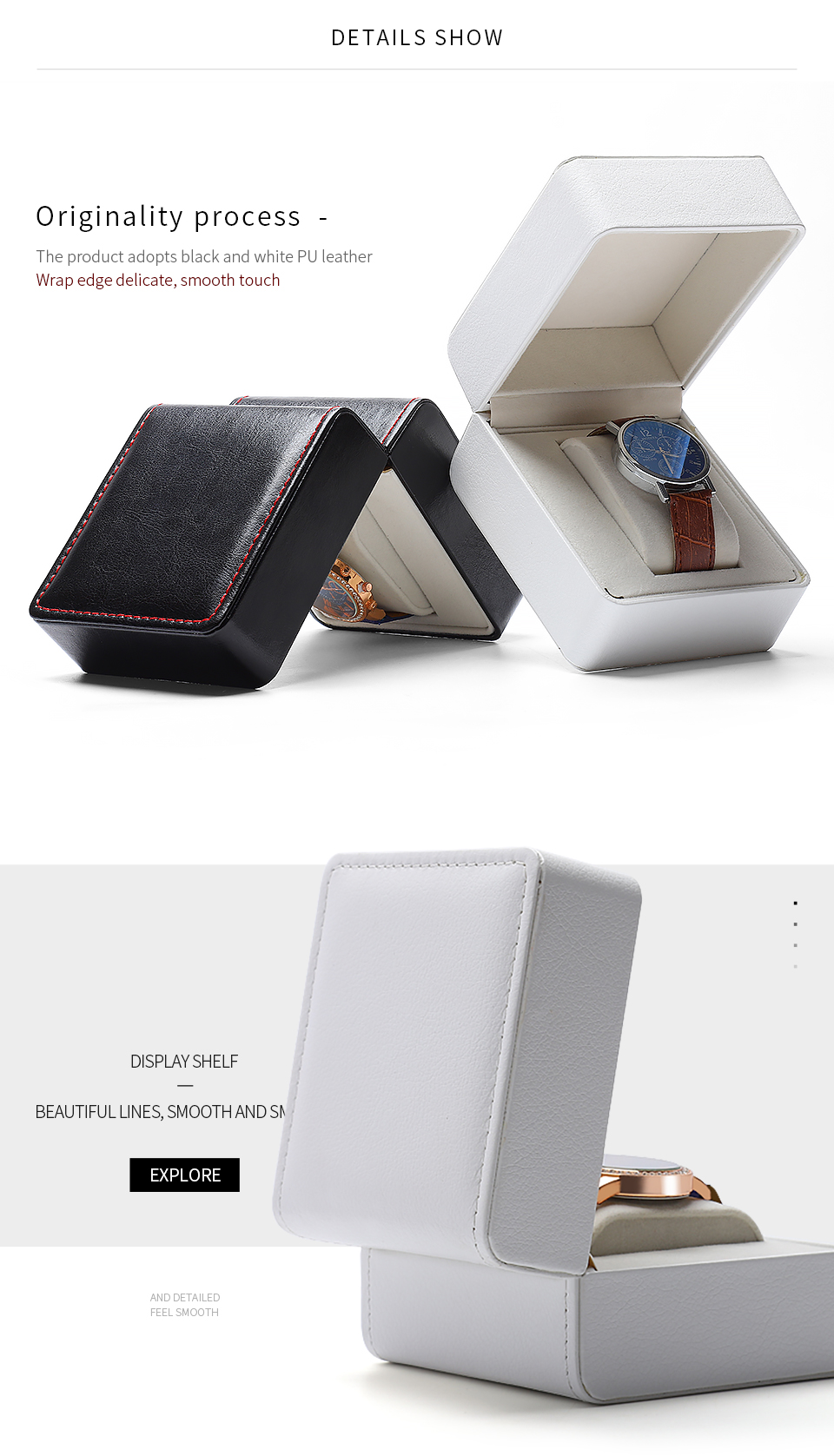 Classic custom leather watch gift boxes paired with black and white color design-3