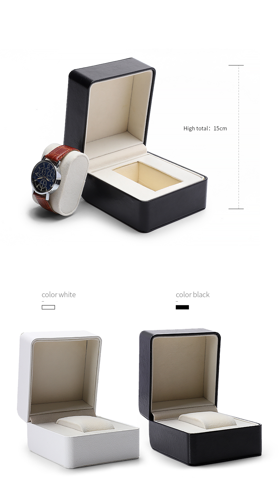 Classic custom leather watch gift boxes paired with black and white color design-2