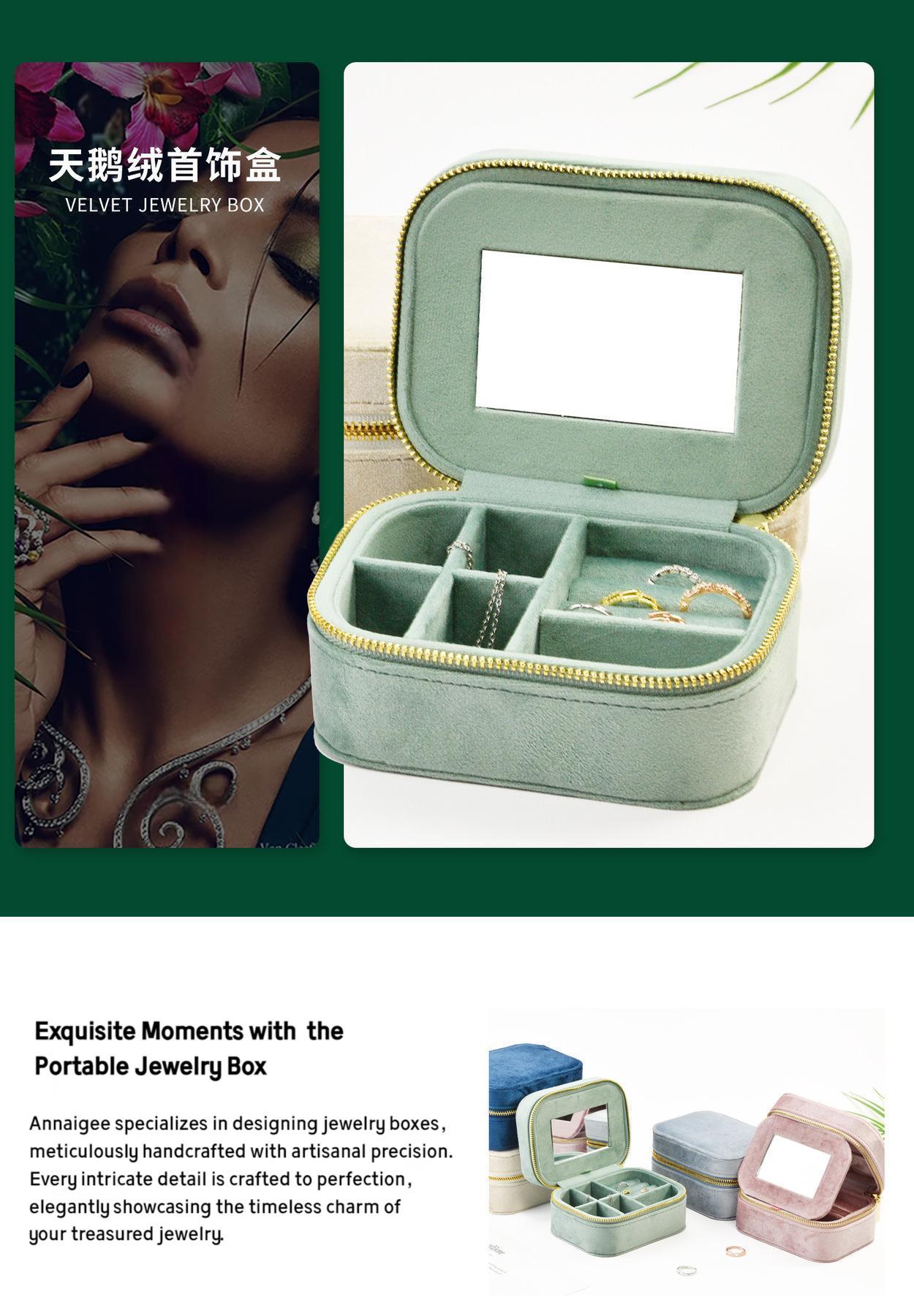 Factory Outlet Velvet Portable Travel Jewelry Case with Mirror 8