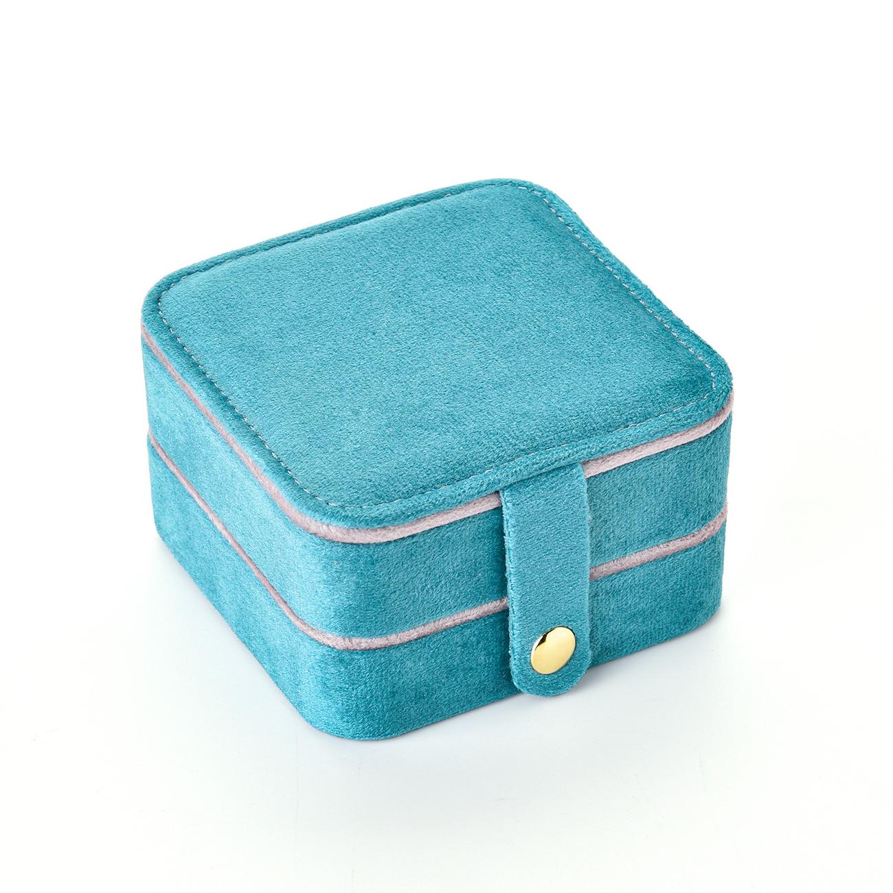 Exquisite Double-layer Color-blocked Velvet Travel Jewelry Box 10