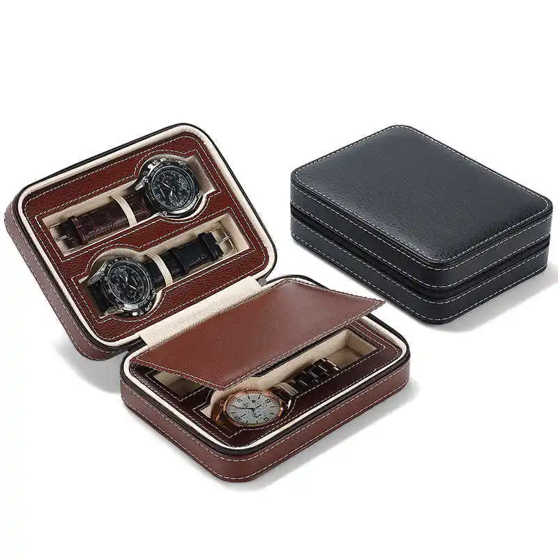Wholesale Classic Travel Watch Zipper Storage Case With 2 4 8 Slots 1