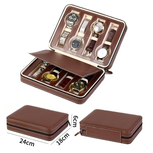 8 slots zipper watch boxes