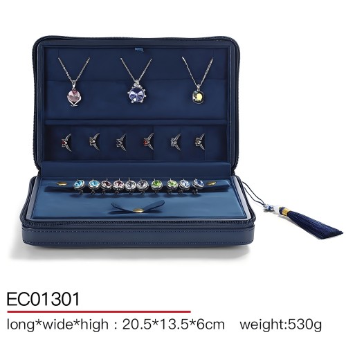 navy blue compact jewelry pouch box