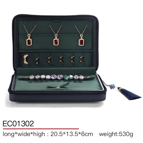 blackish green compact jewelry pouch box
