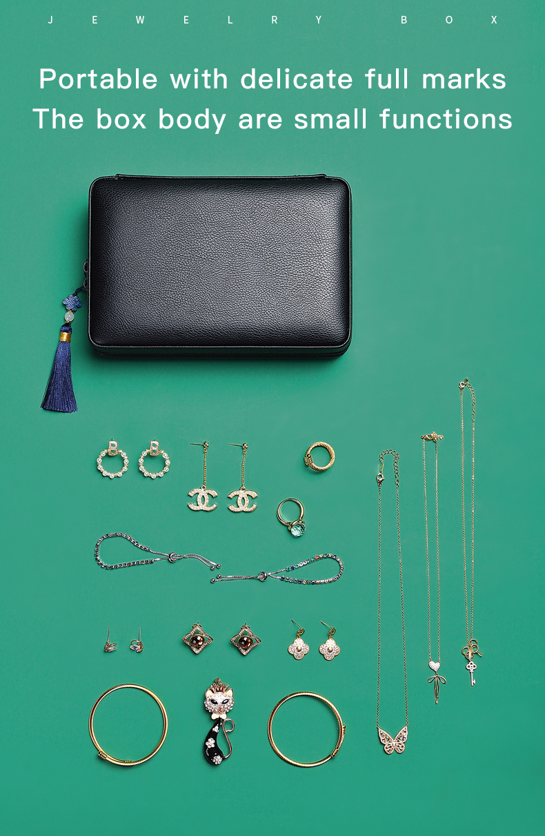 Compact leather travel jewelry pouches details-1