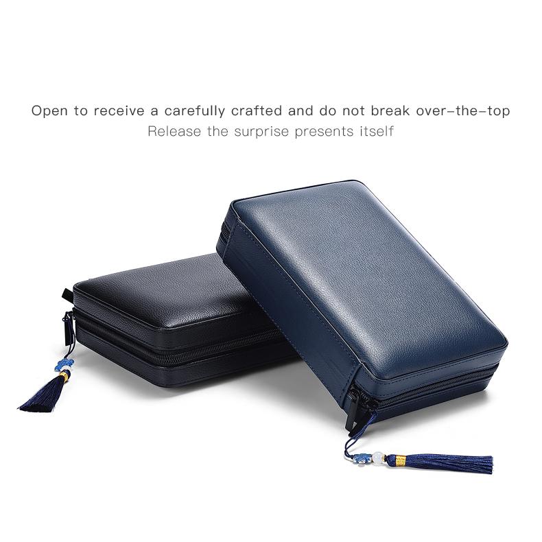 Compact leather travel jewelry pouches details-7