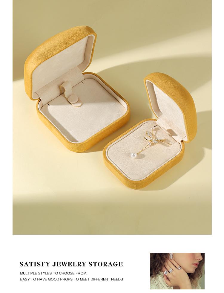 Wholesale Yellow Round Corner Velvet Ring Earring Bracelet Box Series 16