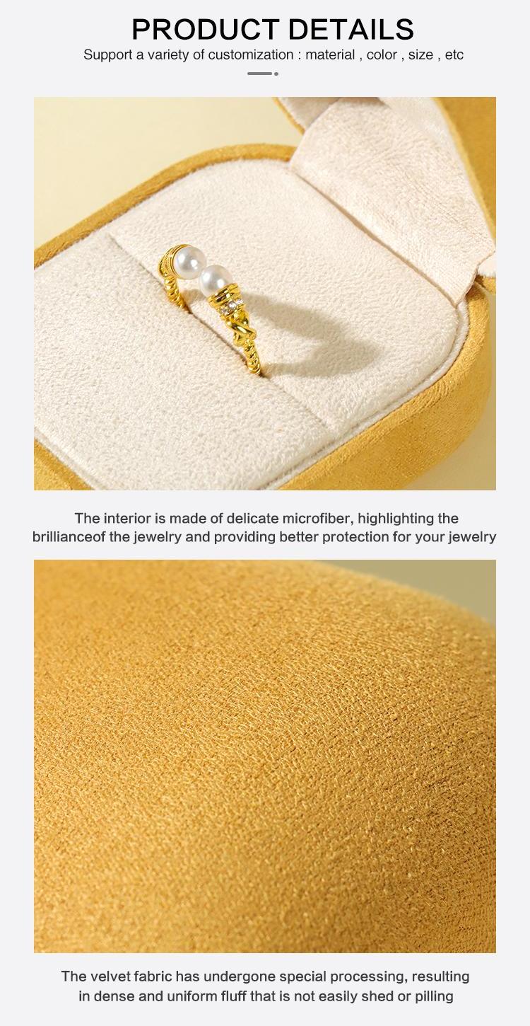 Wholesale Yellow Round Corner Velvet Ring Earring Bracelet Box Series 15