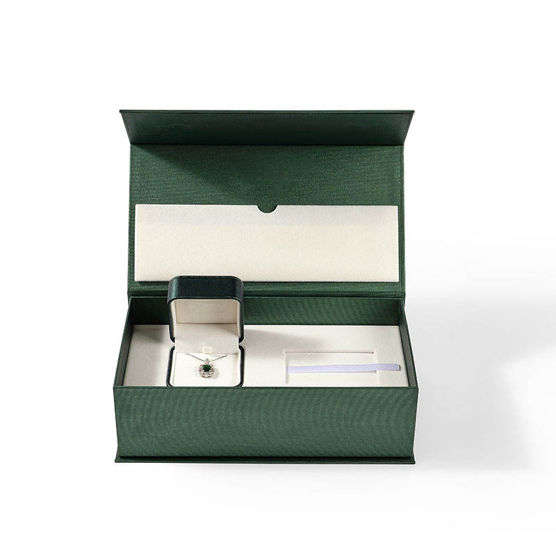 Custom Light Khaki Ring Box Nested In Magnetic Jewelry Gift Boxes 8