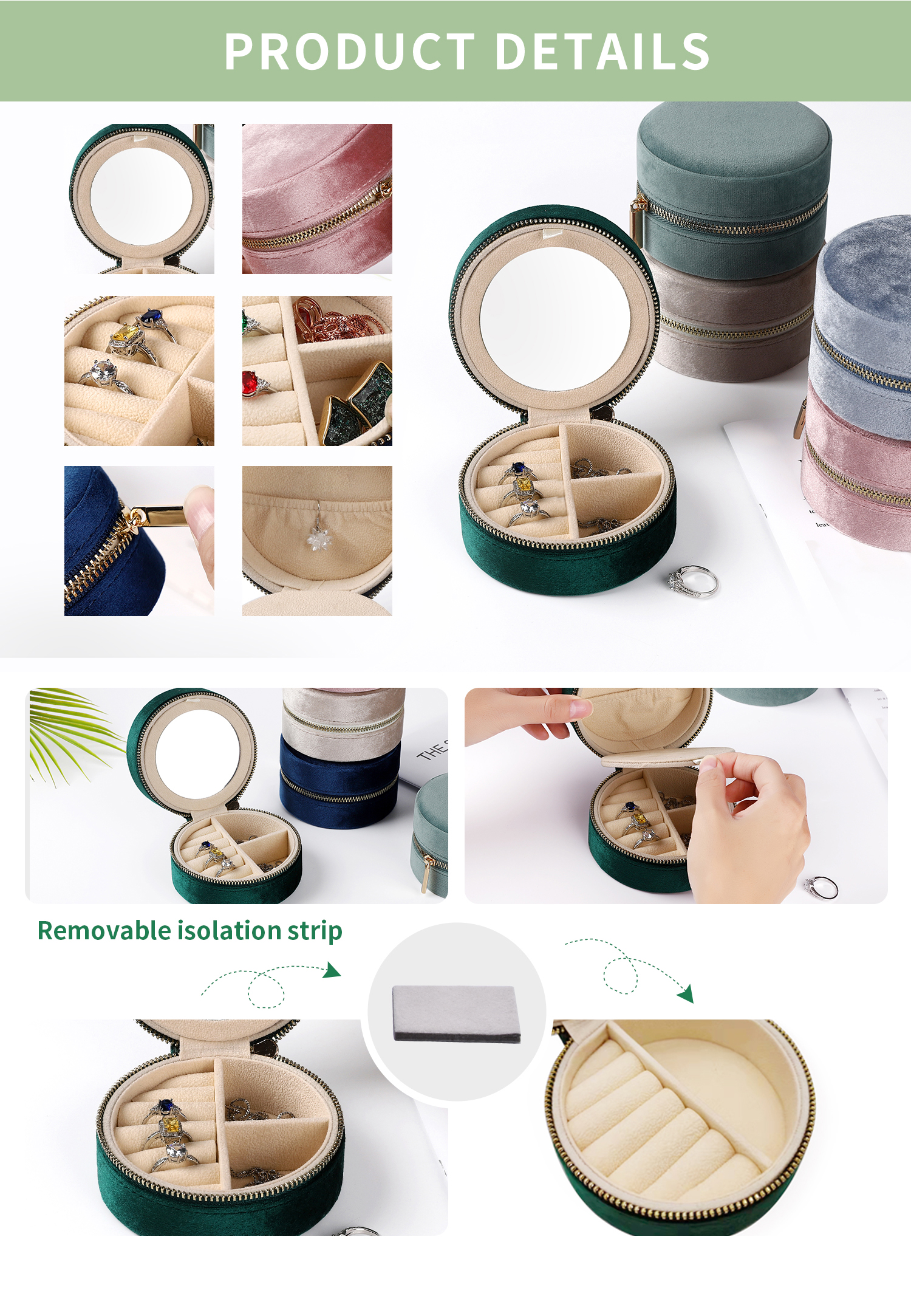Round Travel Jewelry Case Details -1
