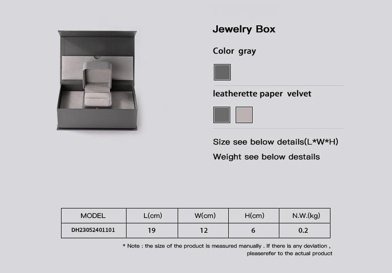 Kotak Hadiah Perhiasan Magnet Abu-abu Mewah dengan Kotak Cincin dan Kotak Anting 13