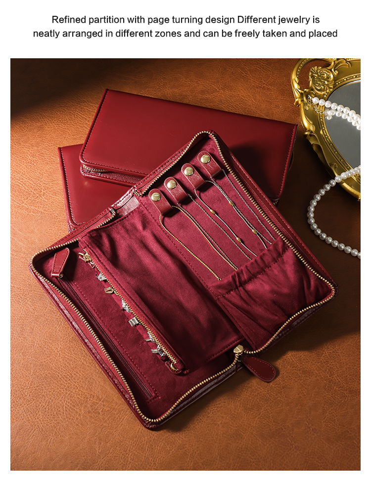 Customize Burgundy PU Leather Travel Jewellery Cases Wholesale 9