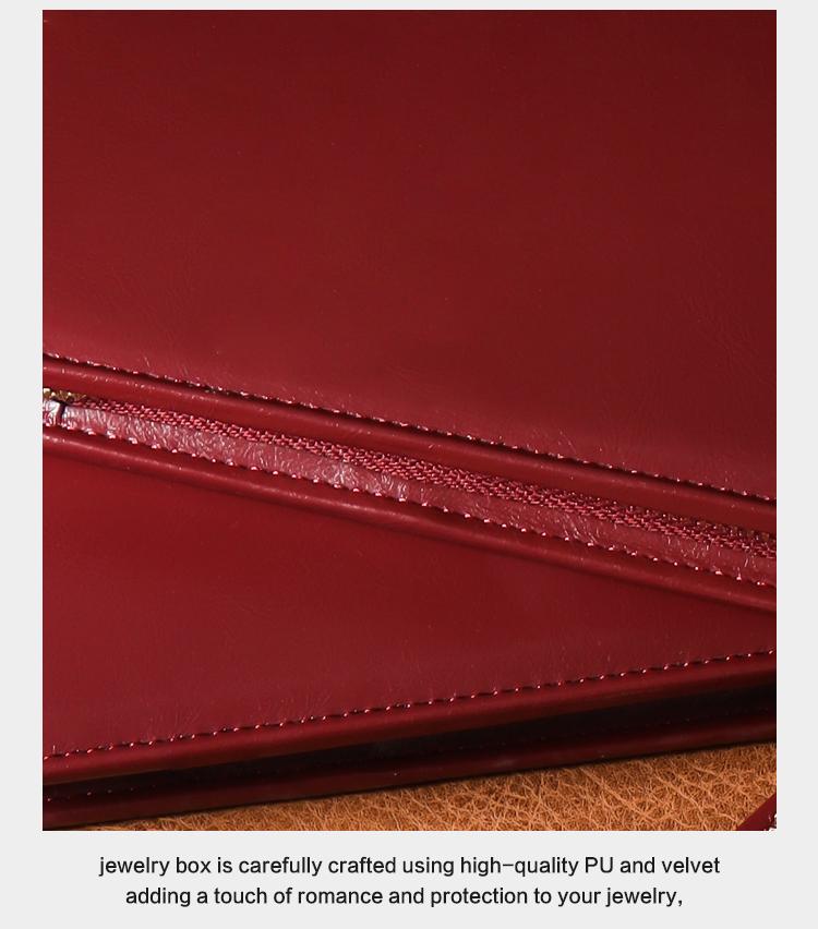 Customize Burgundy PU Leather Travel Jewellery Cases Wholesale 12