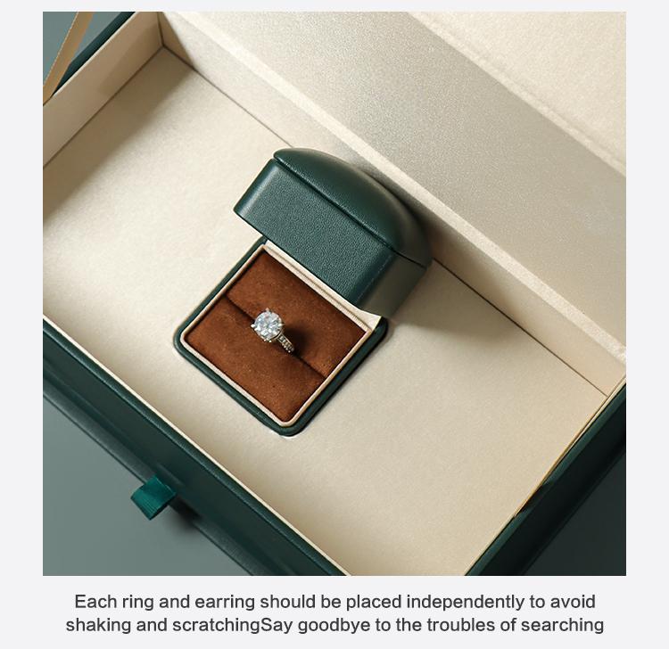 Premium Leather Jewelry Gift Box with Ring Box and Pull-Out Certificate Drawer 12