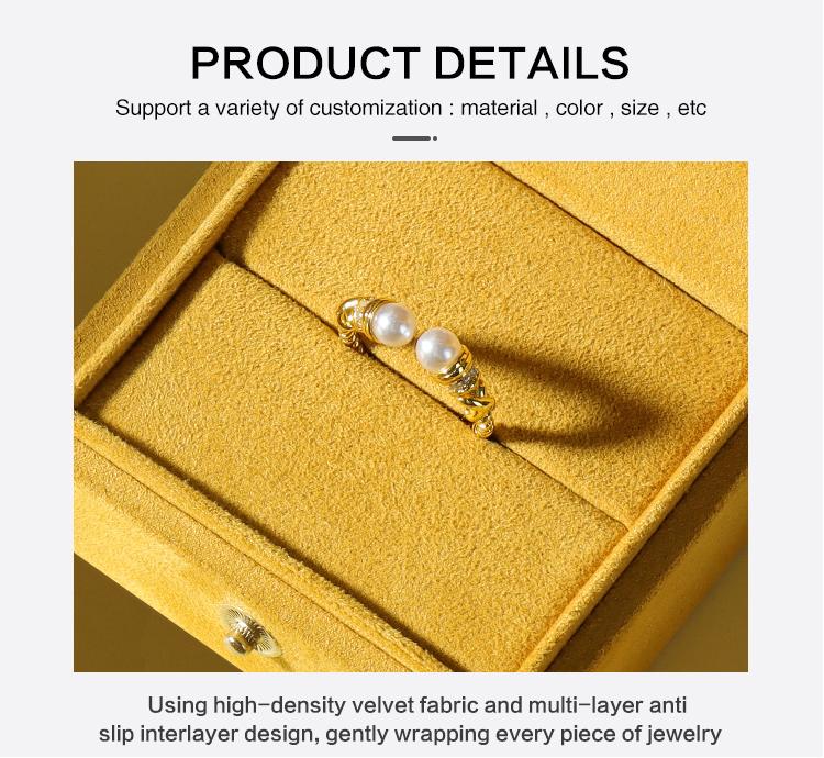 Light Luxury Warm Yellow Sheepskin Velvet Jewelry Packaging 15