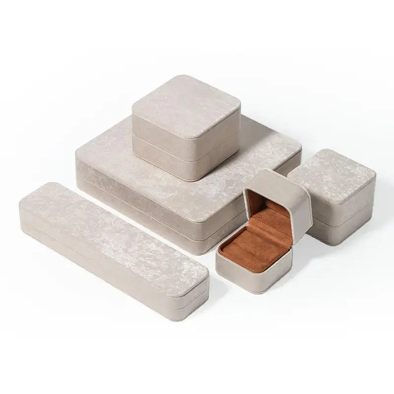Classic Autumn-winter Gray Leather Series Flip-top Jewelry Box 1
