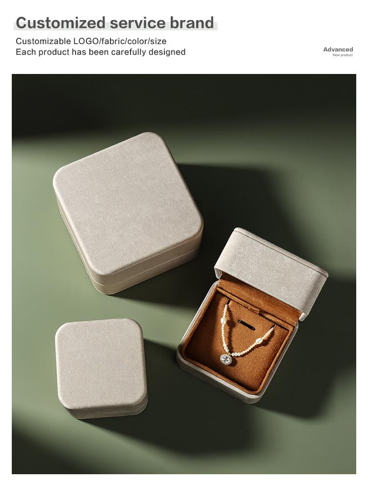 Classic Autumn-winter Gray Leather Series Flip-top Jewelry Box 13
