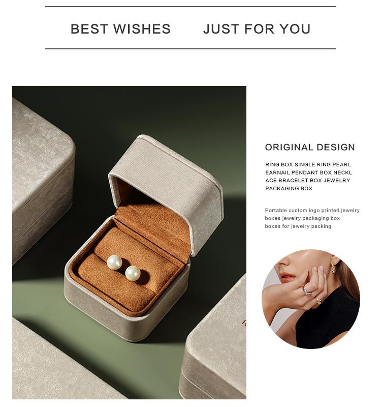 Classic Autumn-winter Gray Leather Series Flip-top Jewelry Box 15
