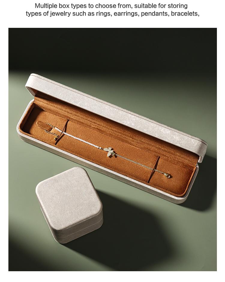 Classic Autumn-winter Gray Leather Series Flip-top Jewelry Box 14