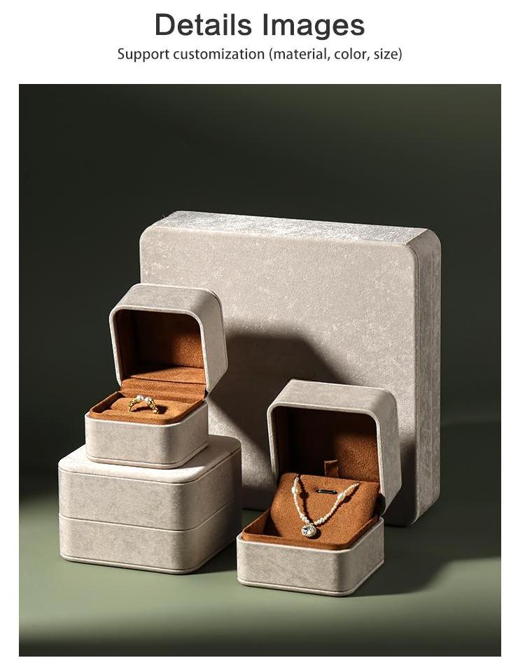 Classic Autumn-winter Gray Leather Series Flip-top Jewelry Box 17