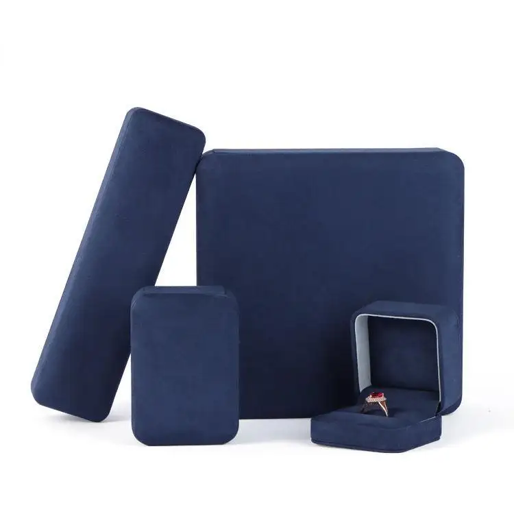 Wholesale Navy Blue Velvet Jewelry Ring Earring Boxes Series 1