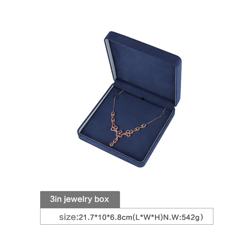 blue velvet jewelry gift box for necklace