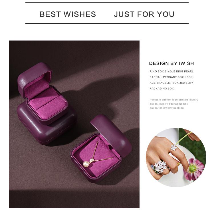 Wholesale Purple PU Leather Ring Earring Bracelet Box Series 15