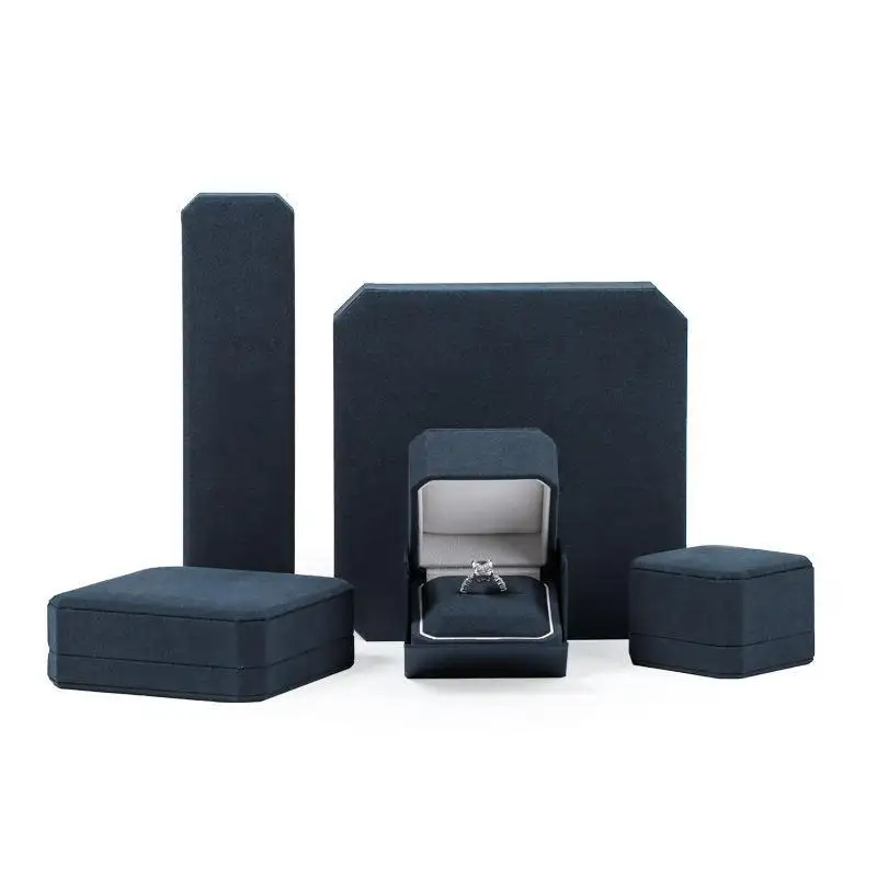 Wholesale Custom Navy Blue Velvet Jewelry Boxes Series 1