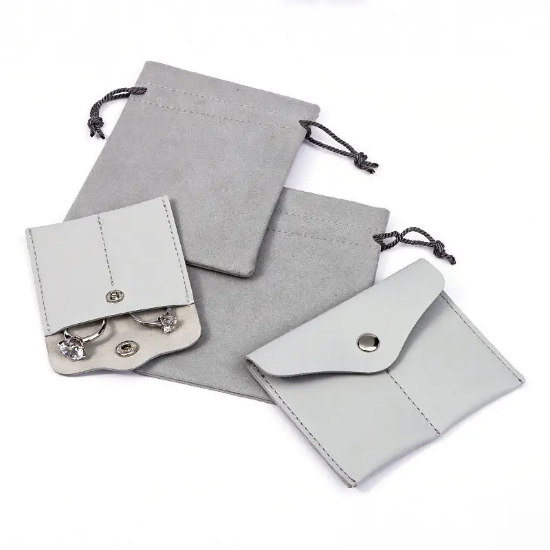 Wholesale Custom Velvet Suede Leather Jewelry Pouch with Logo 1