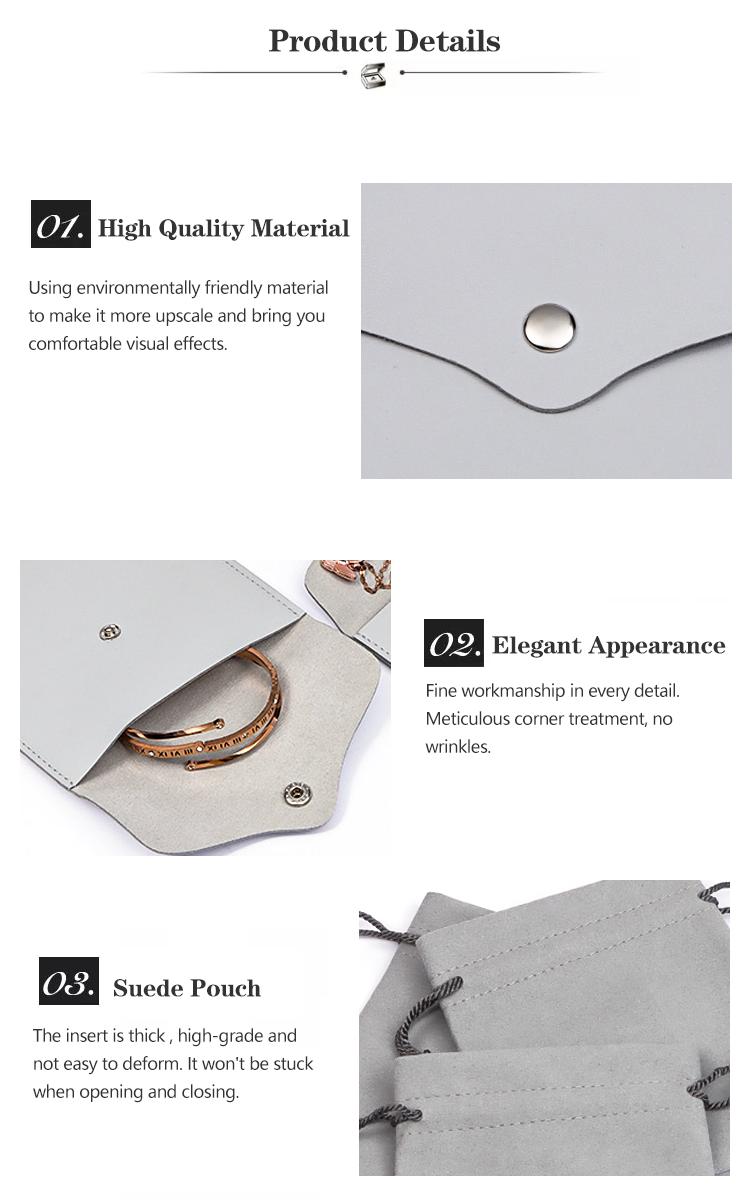 Wholesale Custom Velvet Suede Leather Jewelry Pouch with Logo 14