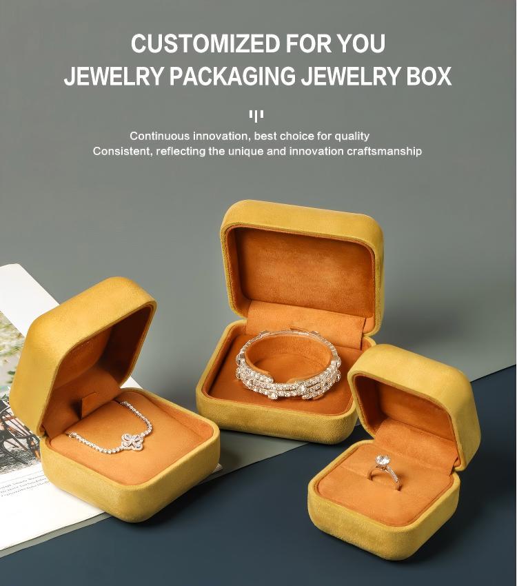 Newly Customized Ginger Yellow Warm Color Jewelry Boxes 12