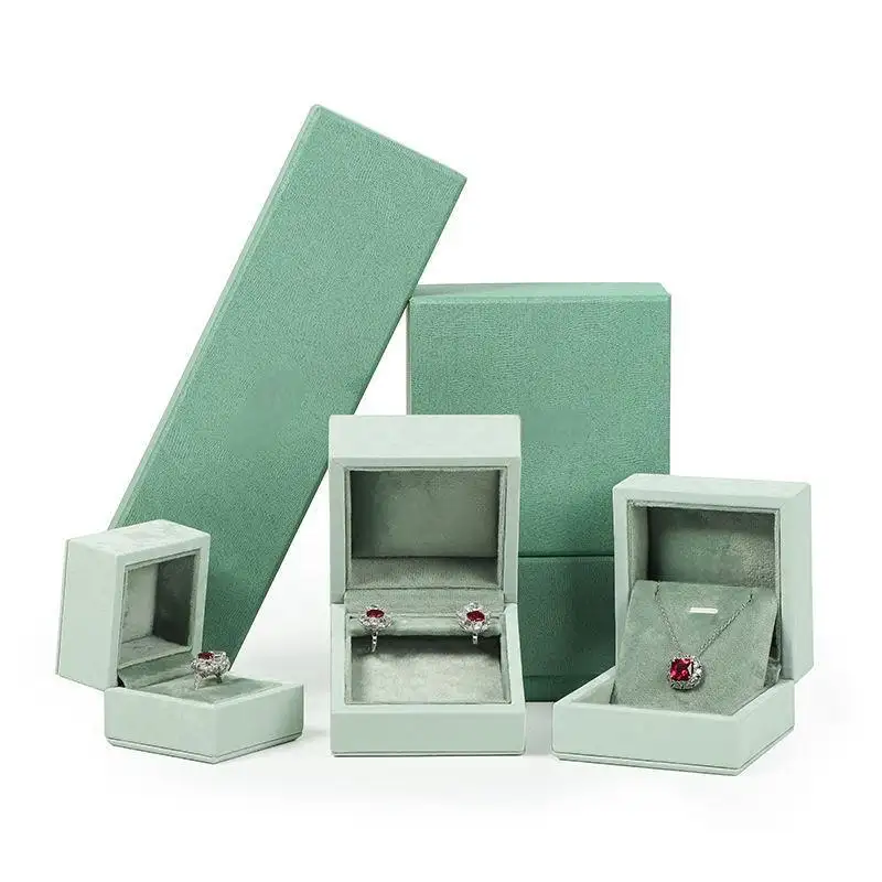 Wholesale Custom Green Microfiber Jewelry Boxes Series 1