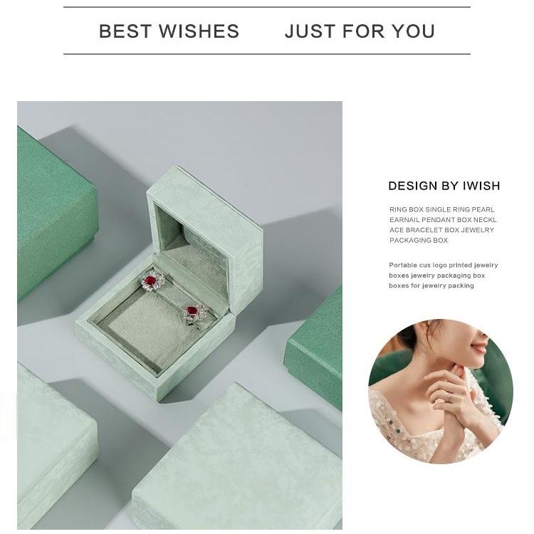Wholesale Custom Green Microfiber Jewelry Boxes Series 14