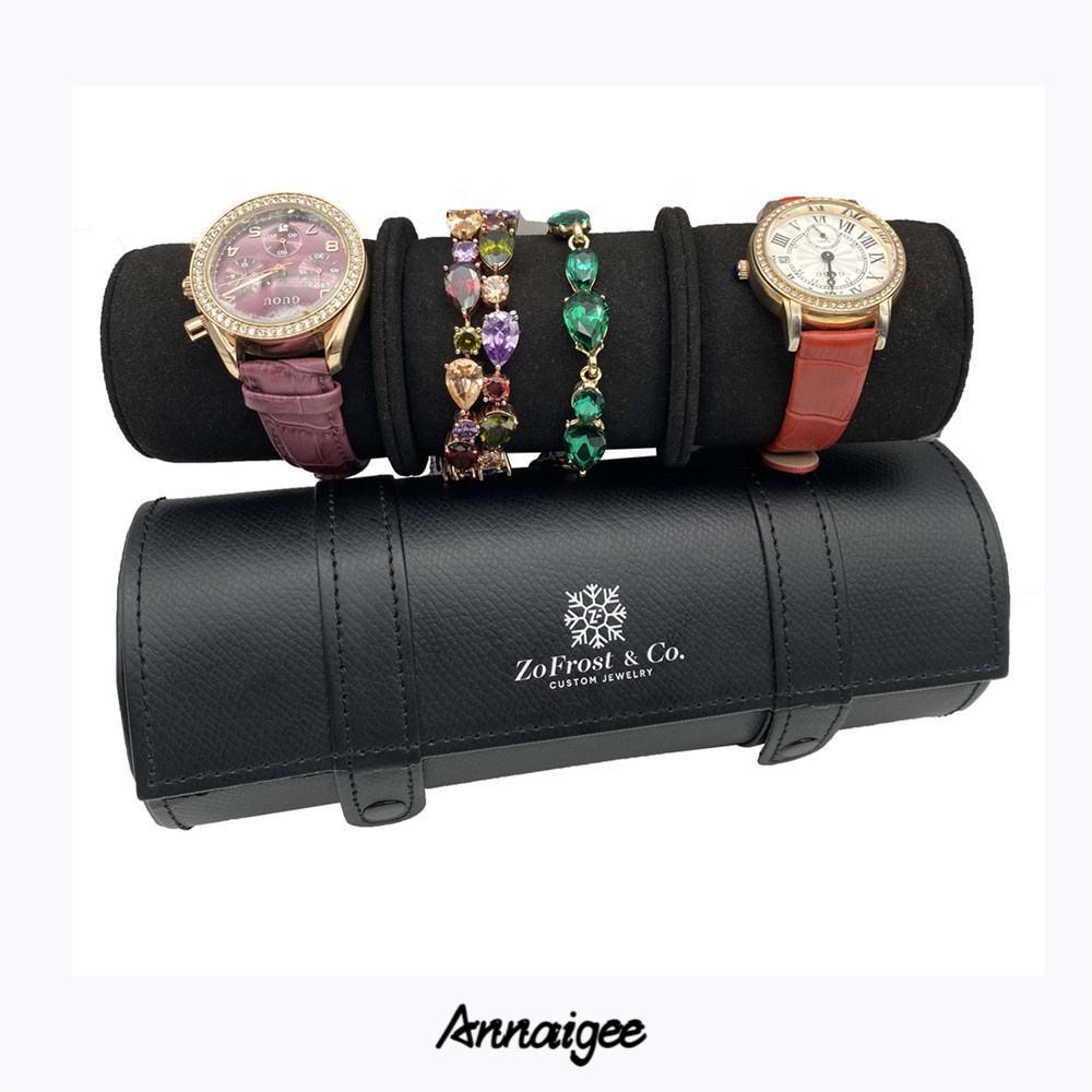 Customized Leather 3 Watch Roll Travel Watch Rolls Manufacturer