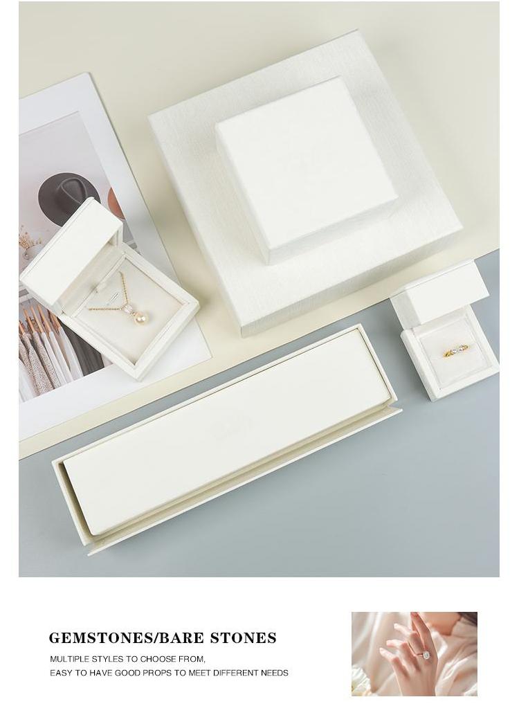 Wholesale Luxury White Velvet Jewelry Ring Earring Bracelet Box 17