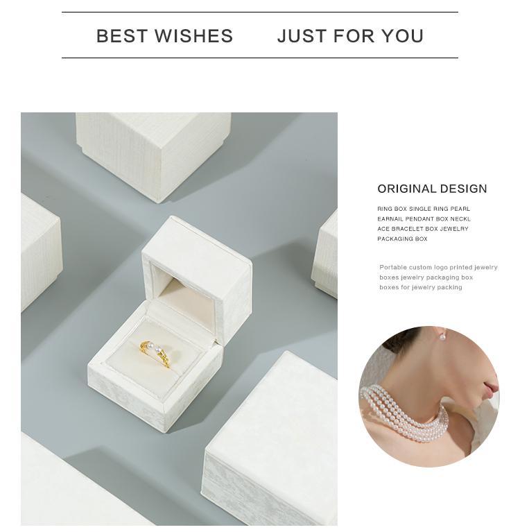 Wholesale Luxury White Velvet Jewelry Ring Earring Bracelet Box 15